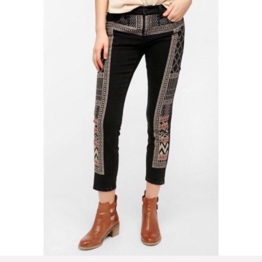 BDG black embroidered jeans